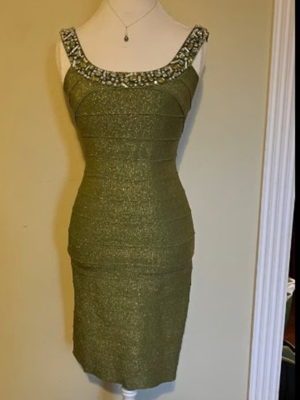 Carmen Marc Valvo bandage cocktail dress